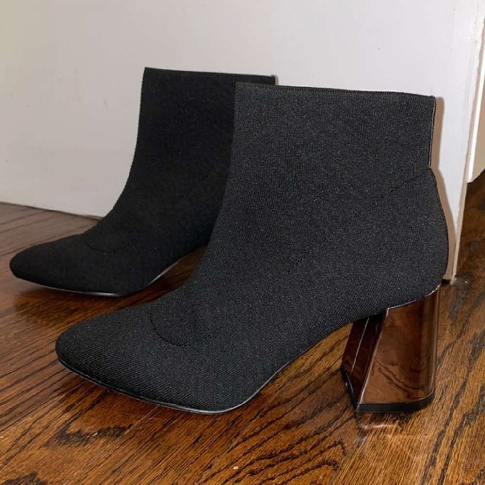 BCBG Leather Black with Silver Booties